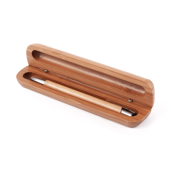 R01070.10.O - Długopis Vizela w bambusowym etui, brązowy
