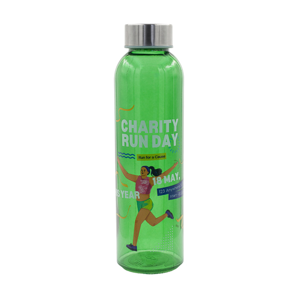 R08176.05 - Kolorowa, szklana butelka Aqua Kuba 500 ml, zielony
