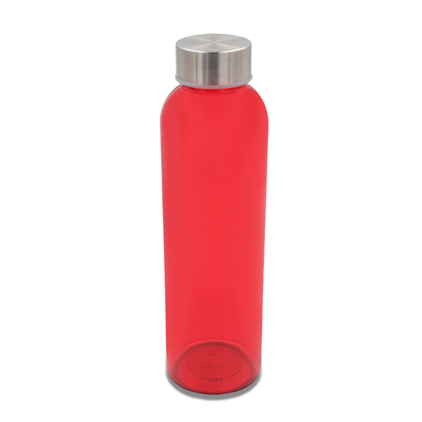 R08176.08 - Kolorowa, szklana butelka Aqua Kuba 500 ml, czerwony