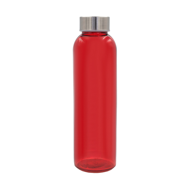 R08176.08 - Kolorowa, szklana butelka Aqua Kuba 500 ml, czerwony