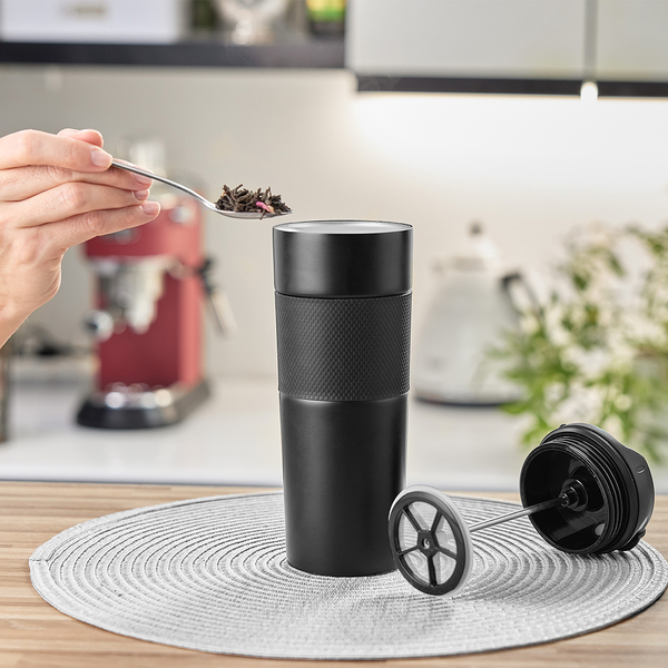 R08191.02 - Kubek termiczny z french press Aspet 450 ml, czarny