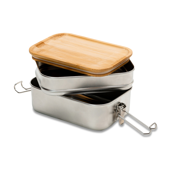 R08209.01 - Double lunch box Alcora 1100 ml, srebrny