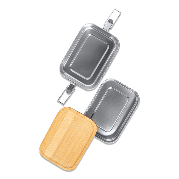 R08209.01 - Double lunch box Alcora 1100 ml, srebrny