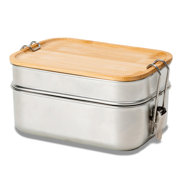 R08209.01 - Double lunch box Alcora 1100 ml, srebrny