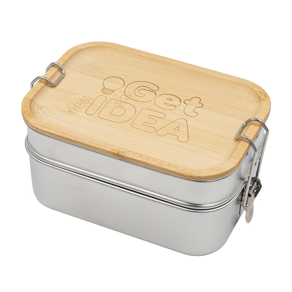 R08209.01 - Double lunch box Alcora 1100 ml, srebrny