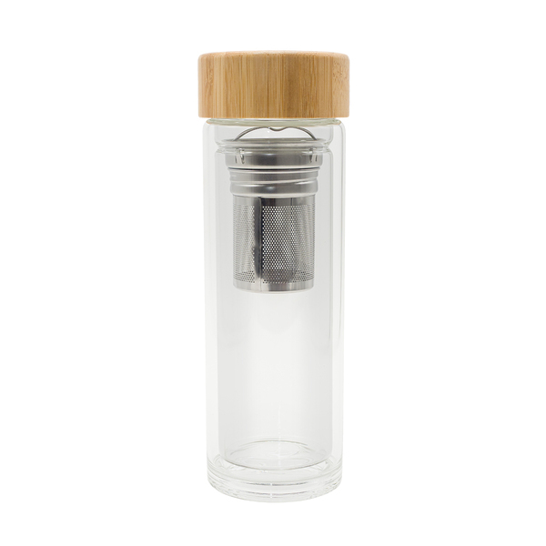 R08210.00 - Dwuścienna butelka z zaparzaczem Helen 400 ml, transparentny