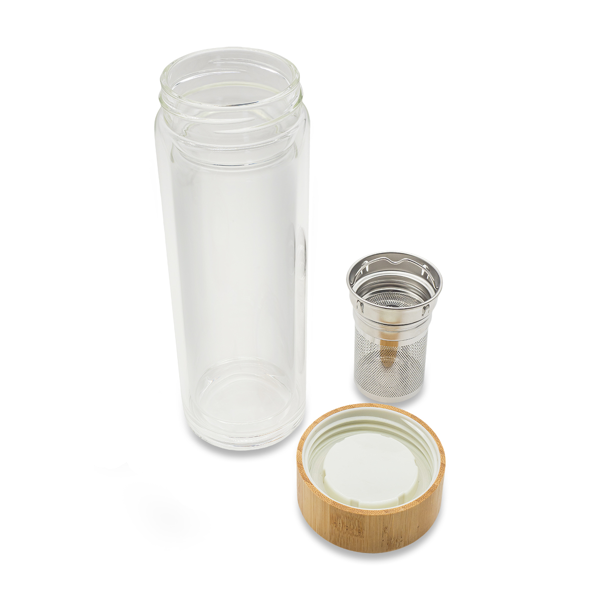 R08210.00 - Dwuścienna butelka z zaparzaczem 400 ml Helen, transparentny 