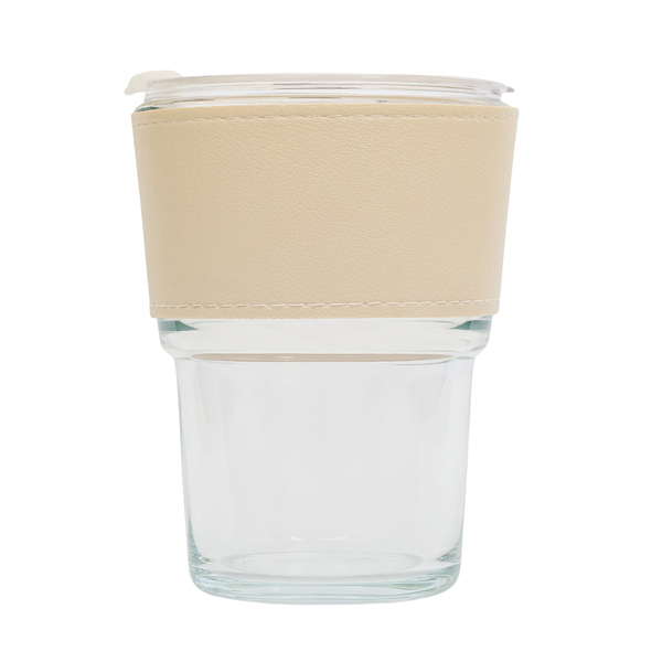 R08233.13.O - Kubek szklany Vigo 350 ml, beżowy/transparentny