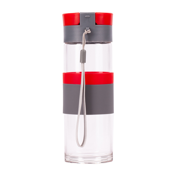 R08290.08 - Szklana butelka Top Form 440 ml, czerwony