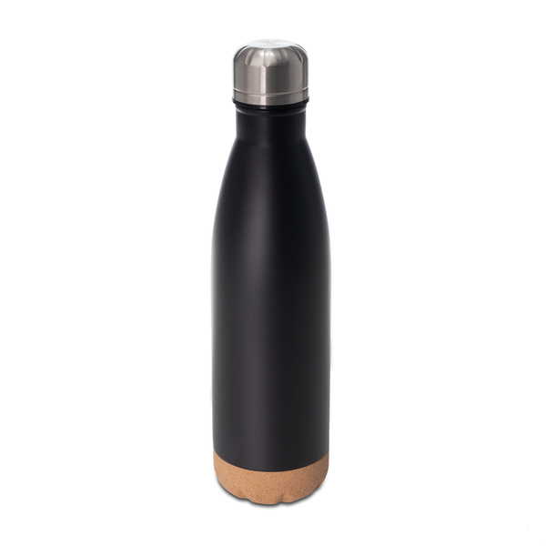 R08445.02 - Butelka termiczna z korkowym spodem Jowi 500 ml, czarny