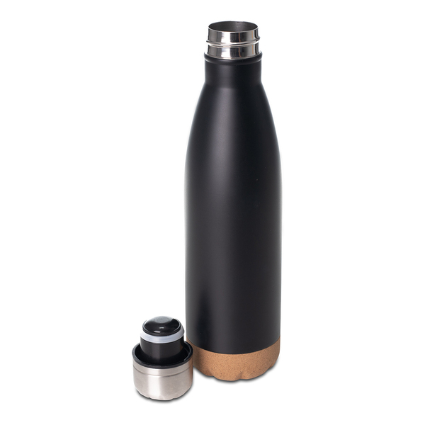 R08445.02 - Butelka termiczna z korkowym spodem Jowi 500 ml, czarny