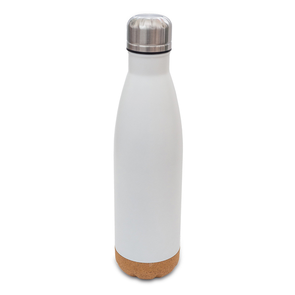 R08445.06 - Butelka termiczna z korkowym spodem Jowi 500 ml, biały
