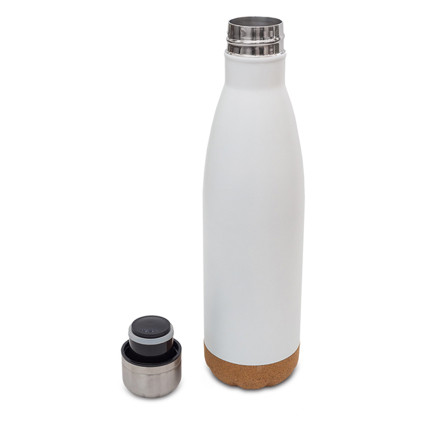 R08445.06 - Butelka termiczna z korkowym spodem Jowi 500 ml, biały