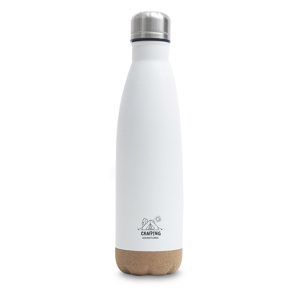 R08445.06 - Butelka termiczna z korkowym spodem Jowi 500 ml, biały