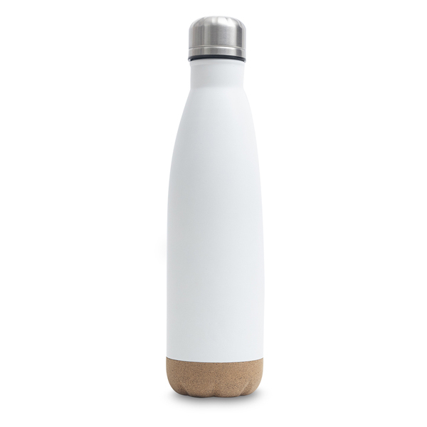 R08445.06 - Butelka termiczna z korkowym spodem Jowi 500 ml, biały