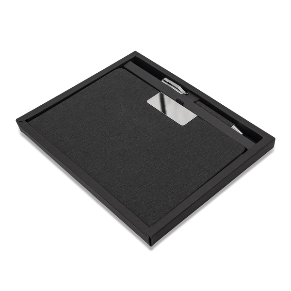 R17018.02 - Notes z długopisem w pudełku Plata, czarny
