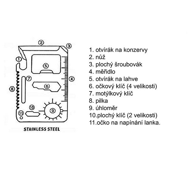 R17498.01 - Narzędzie wielofunkcyjne w kształcie karty, srebrny