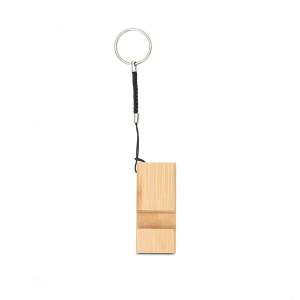 R22828.13 - Bambusowy brelok z podstawką pod telefon, beżowy
