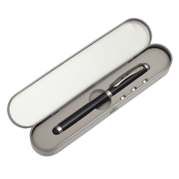 R35423.02 - Długopis ze wskaźnikiem laserowym Supreme – 4 w 1, czarny