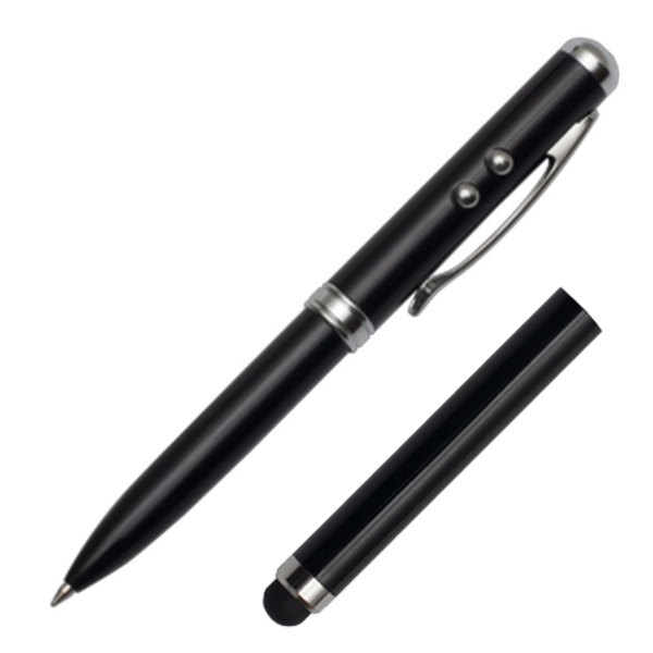 R35423.02 - Długopis ze wskaźnikiem laserowym Supreme – 4 w 1, czarny