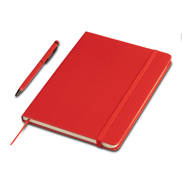 R64214.08 - Zestaw notes z długopisem Abrantes, czerwony