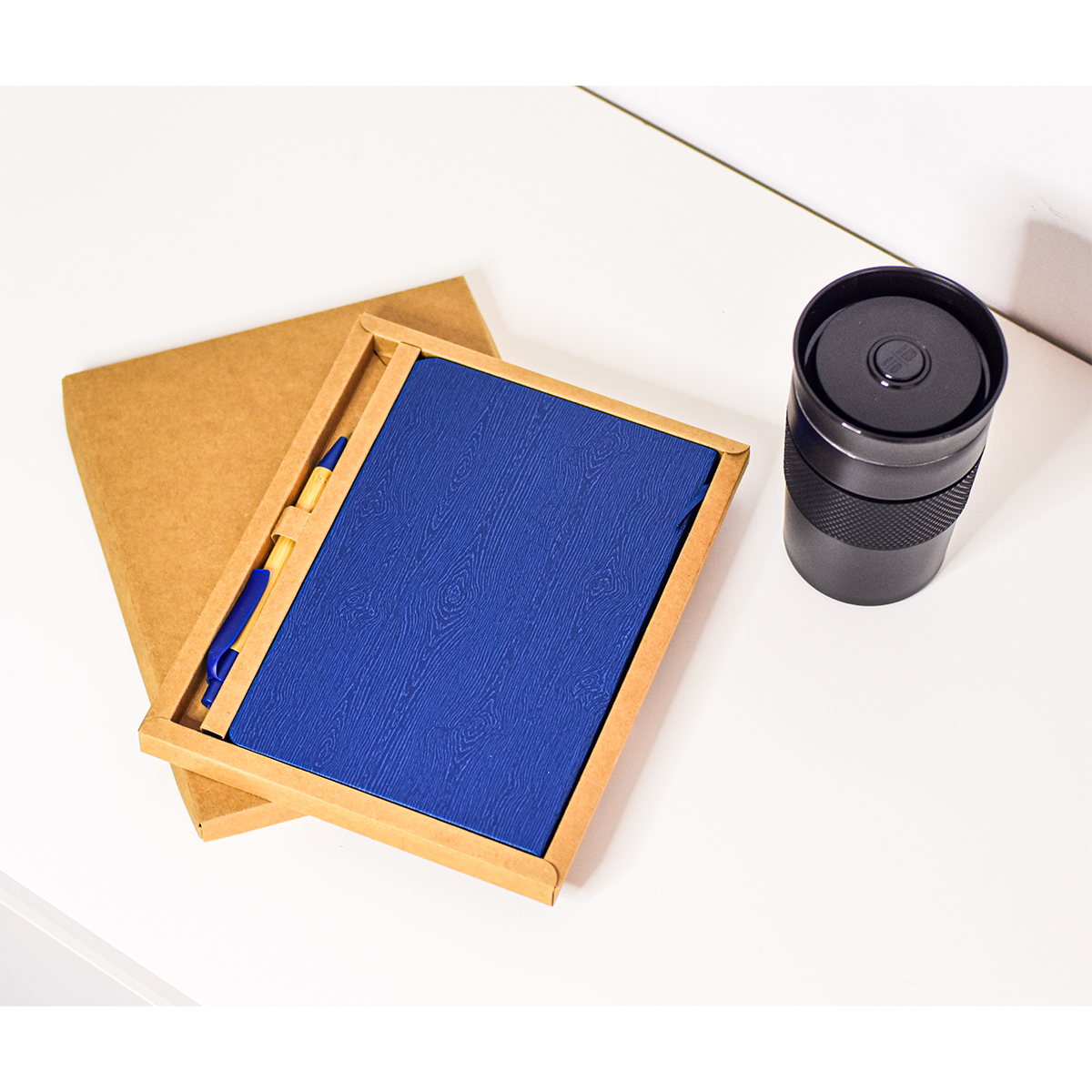 R64258.42 - Zestaw upominkowy notes z długopisem Forest, granatowy 