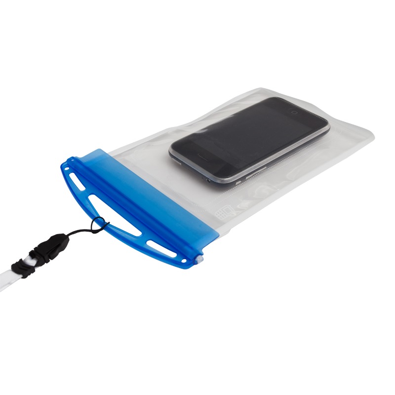 R64327 - Wodoodporny pokrowiec na telefon Crystal, transparentny/niebieski