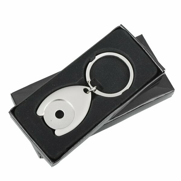 R73269.IIQ - Metalowy brelok z żetonem Disc, srebrny - druga jakość