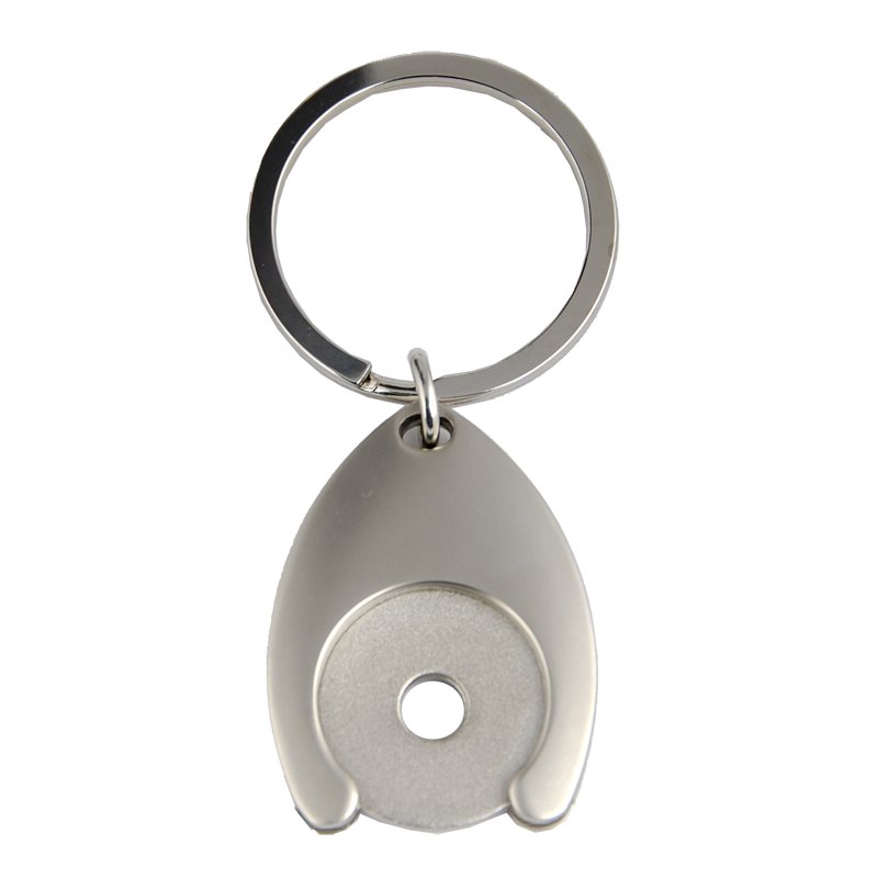 R73269 - Metalowy brelok z żetonem Disc, srebrny