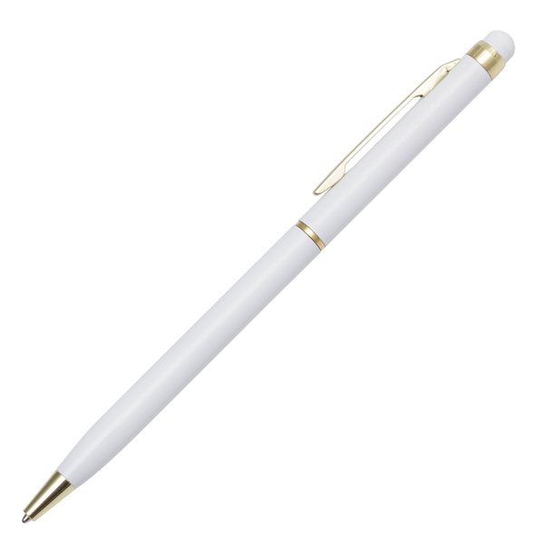 R73409.06 - Długopis aluminiowy Touch Tip Gold, biały