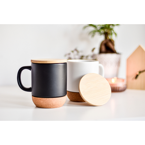 R85309.02.O - Kubek ceramiczny z bambusową przykrywką Giulia 400 ml, czarny