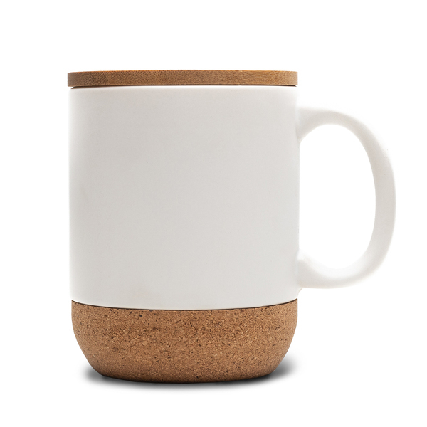 R85309.06 - Kubek ceramiczny z bambusową przykrywką Giulia 400 ml, biały