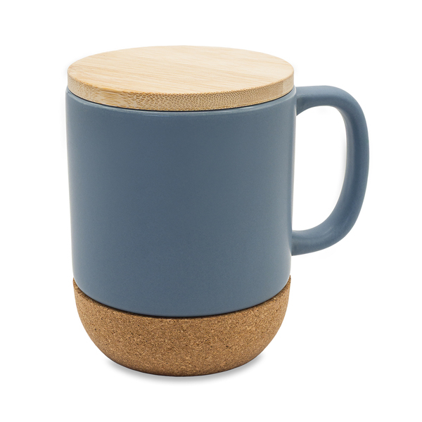 R85309.21 - Kubek ceramiczny z bambusową przykrywką Giulia 400 ml, szary