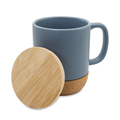 R85309.21 - Kubek ceramiczny z bambusową przykrywką Giulia 400 ml, szary